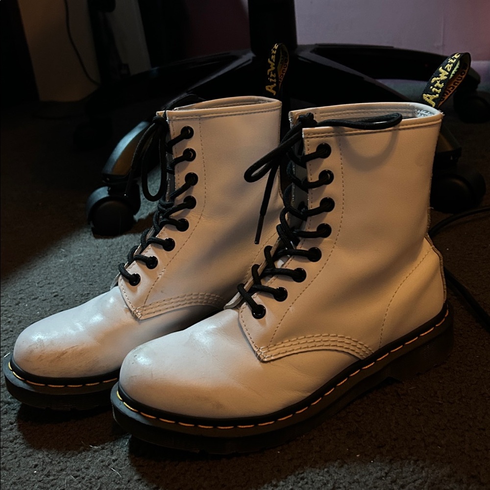 Dr. Martens White Boots with Black Laces